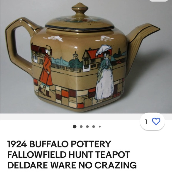 Tea pot.. Antique Buffalo pottery. 1924 Fallowfield hunting scene.Deldare Ware. - Picture 1 of 5